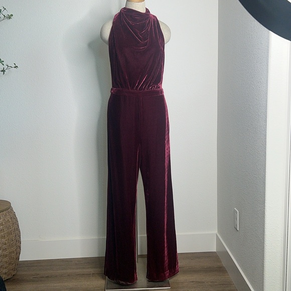 Reiss Velvet Velour Open Back Jumpsuit - Picture 2 of 6